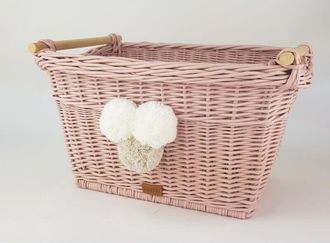 OEM Cesta Para Juguetes/ropa Toyi, Rosa Polvoriento Con Pompones