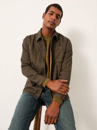 Fat Face FatFace Brown Long Sleeve Herringbone Shirt