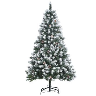 HOMCOM Rbol De Navidad Artificial 150 Cm Con Nieve Con 676 Ramas 41 Pi&ntilde;as Hojas De Pl&aacute;stico Base De Soporte Met&aacute;lica Y Plegable Para Interiores Verde - Homco