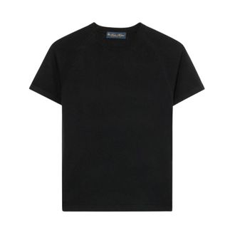 Brooks Brothers Kortmouw Merino Wollen Trui met Ronde Hals - Dames - T-shirts - Zwart - L - Wol - Tops
