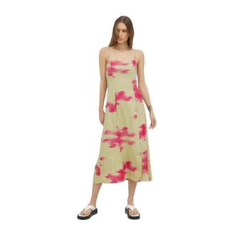 Sams&oslash;e & Sams&oslash;e Button Print Midi Jurk - Dames - Casual kleedjes - Veelkleurig - L - Kleedjes