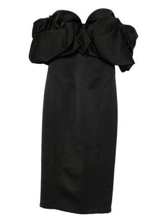 Elisabetta Franchi off-shoulder ruffled midi dress - Black