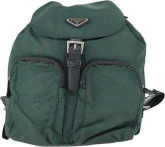 Prada Double Front Pocket Backpack Tessuto Green Nylon Backpack Bag (Pre-Owned)