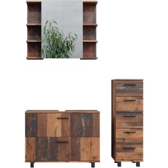 Vicco Conjunto De Muebles De Ba&ntilde;o Ilias, Roble R&uacute;stico, 3 Piezas