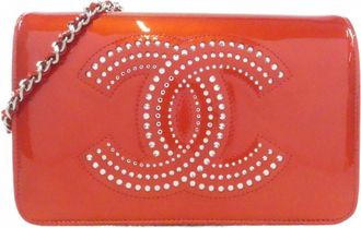 Chanel Red Color Chain/Shoulder Wallet (Pre-Owned)