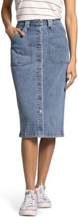 Thread & Supply Shania Button Front Denim Skirt in Bobbie Wash at Nordstrom, Size Medium