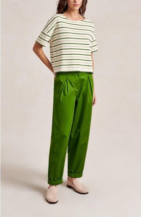 La Ligne Short Sleeve Breton Tee in Ecru/cactus/celadon at Nordstrom, Size X-Small
