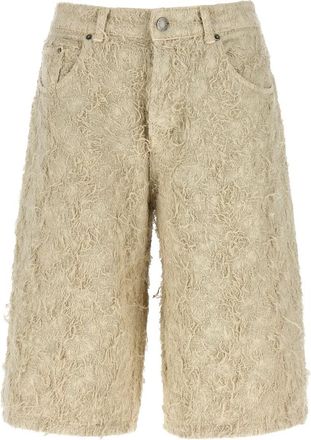 Haikure Becky Fur Denim Bermuda Shorts - Dames - Korte Broeken - Beige - W26 - Denim - Korte Broeken