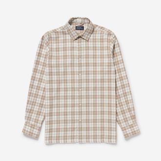 Oliver Sweeney Mens Brushed Cotton Check Shirt - Beige - Size X-Large