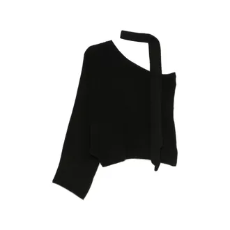 Federica Tosi One-shoulder Scarf-detail Sweater And Scarf Set