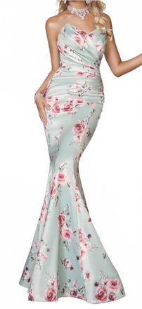 Portia & Scarlett Sweatheart Floral Gown In Mint Multi