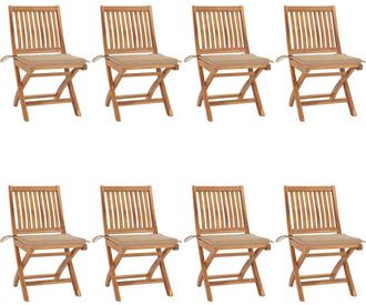 vidaXL Vidaxl - Sillas De Jard&iacute;n Plegables 8 Uds Madera Maciza Teca Con Cojines