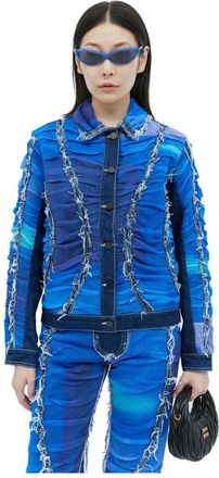 Paula Canovas Del Vas Mesh Inzet Denim Jack - Dames - Zomerjassen - Veelkleurig - S - Denim - Jassen