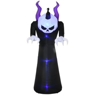 OUTSUNNY Halloween Inflatable Ghost with scary 7ft Horns LED display - Outsunny | TJ Hughes Black