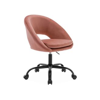 Sweeek Silla de oficina de terciopelo con ruedas, rosa viejo