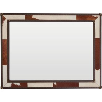 Premier Housewares Kensington Townhouse Brown And White Genuine Cowhide Wall Mirror