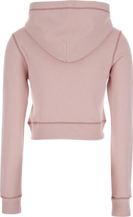 Diesel Womens Cropped Hoodie Pink Cotton Sweatshirts Sweater