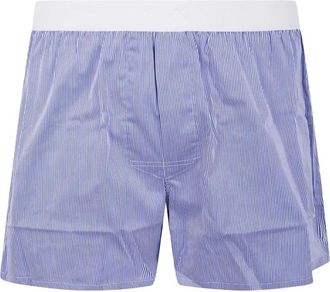 Tom Ford Striped Poplin Stretch Boxer - Heren - Onderbroek - Blauw - M - Katoen - Ondergoed