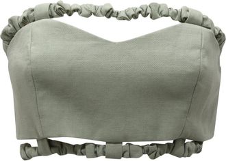 Ganni Cropped Top - Dames - Tops zonder mouwen - Groen - M - Katoen - Tops