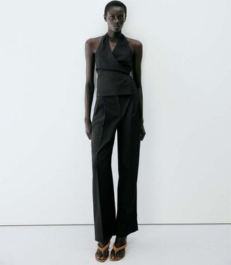 Mango Pantaloni diritti pinces nero - Donna - 38 - MANGO