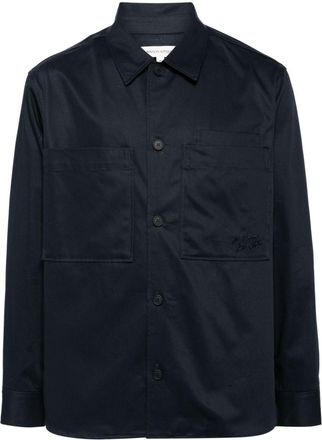 Maison Kitsun&eacute; logo-embroidered cotton shirt - men - Cotton - S - Blue