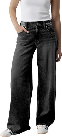 Generic Wide Leg Jeans for Women UK High Waisted Stretchy Denim Pants Baggy Straight Leg Jean Pull On Boyfriend Y2K Denim Jeans Flared Pants Ladies Casual Pal