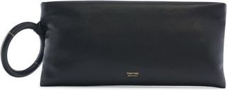 Tom Ford T-Ring Leather Clutch in Naa Black at Nordstrom