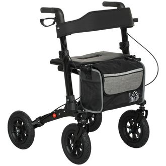 HOMCOM Rollator Walker With Padded Seat - Backrest - All-terrain Wheels | TJ Hughes Black