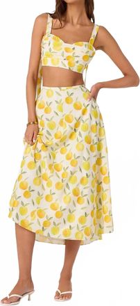 Astr Myria Crop Top In Lemon Print
