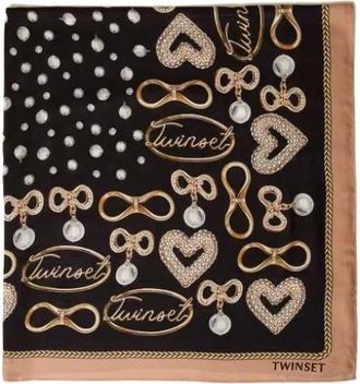 Twinset Accessoires, Dames, Zwart, ONE Size, Silky Scarves