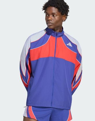 adidas Adizero Archive - Giacca da corsa color indaco doppio/rosso semi lucido-Blu