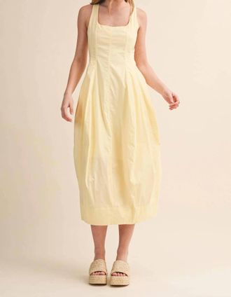 Merci Womens Tulip Hem Midi Dress In Butter Yellow