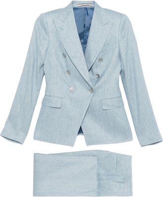 Tagliatore Womens Linen Double-Breasted Suit