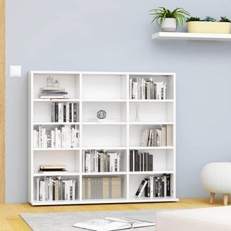 vidaXL Armario Para Cds Madera Contrachapada Blanco 100x23x89,5 Cm Vidaxl
