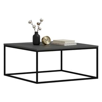 Dmora Mesa De Centro Arcella, Un Compartimento, Rectangular, Estructura Negra, 90x90x42h Cm Gris