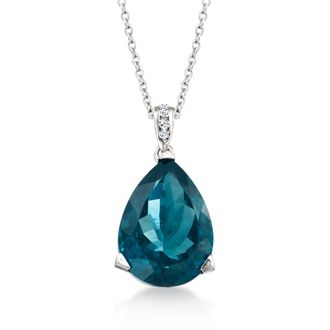 Ross-Simons London Blue Topaz Pendant Necklace With Diamond Accents in Sterling Silver