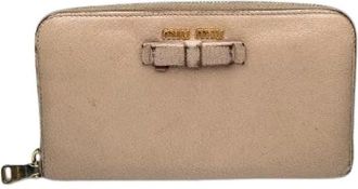Miu Miu Pre-owned Leren Portemonnee - Dames - Vintage Accessoires - Beige - ONE Size - Leer - Vintage