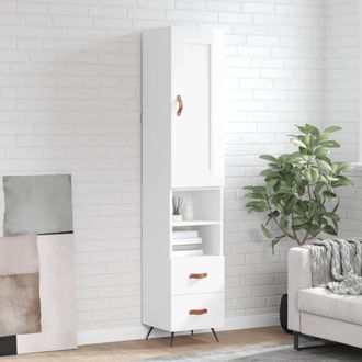 vidaXL Vidaxl - Aparador Alto Madera Contrachapada Blanco Brillo 34,5x34x180 Cm
