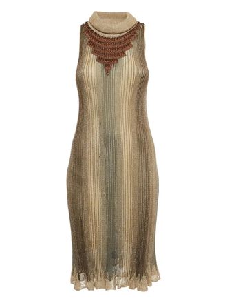 Cavalli knitted embellished midi dress - Gold