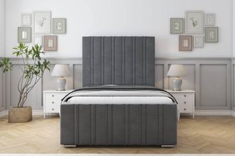 Sloomy Radcliffe Coniston Frame-Mattress - 50 Upholstered Headboard in Dark Grey | Size: King