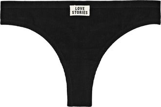 Love Stories Love Stories Lima Ribbed Cotton-blend Thong - Black - XL (UK16 /xl)