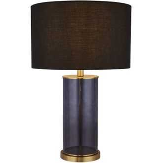 Searchlight Lampada Da Scrivania Contemporanea Libertà Acciaio Blu Vetro Nero 1 Luce E27