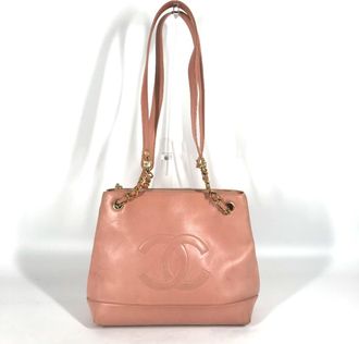 Chanel Pink Leather Shoulder Bag Tote Bag (Pre-Owned)