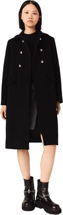 Maje Long wool blend coat in Black at Nordstrom, Size 36 Eu