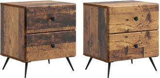 vidaXL Armario De Noche 2 Uds. Madera Envejecida 43 X 34,5 X 47,5 Cm Vidaxl