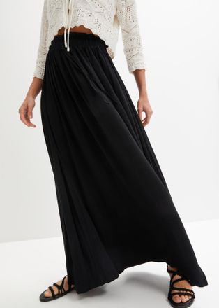 Bonprix Jerseyrock BONPRIX, Damen, Gr. 48/50 (XL), schwarz (l&auml;nge: regul&auml;r), Jersey, Obermaterial: 95% Viskose, 5% Elasthan, ausgestellt bodenlang, R&ouml;cke Jers