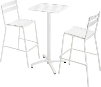 Oviala Conjunto de mesa alta reclinable y 2 sillas altas en aluminio blanco