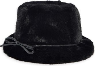 La Fiorentina Faux Fur Bucket Hat in Black at Nordstrom Rack