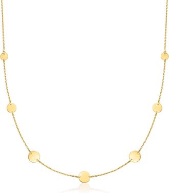 RS Pure by Ross-Simons Italian 14kt Yellow Gold Multi-Size Disc Station Necklace