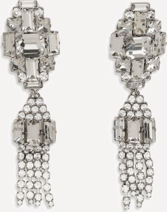 Alessandra Rich Silver-colored crystal drop Earrings Female UNI